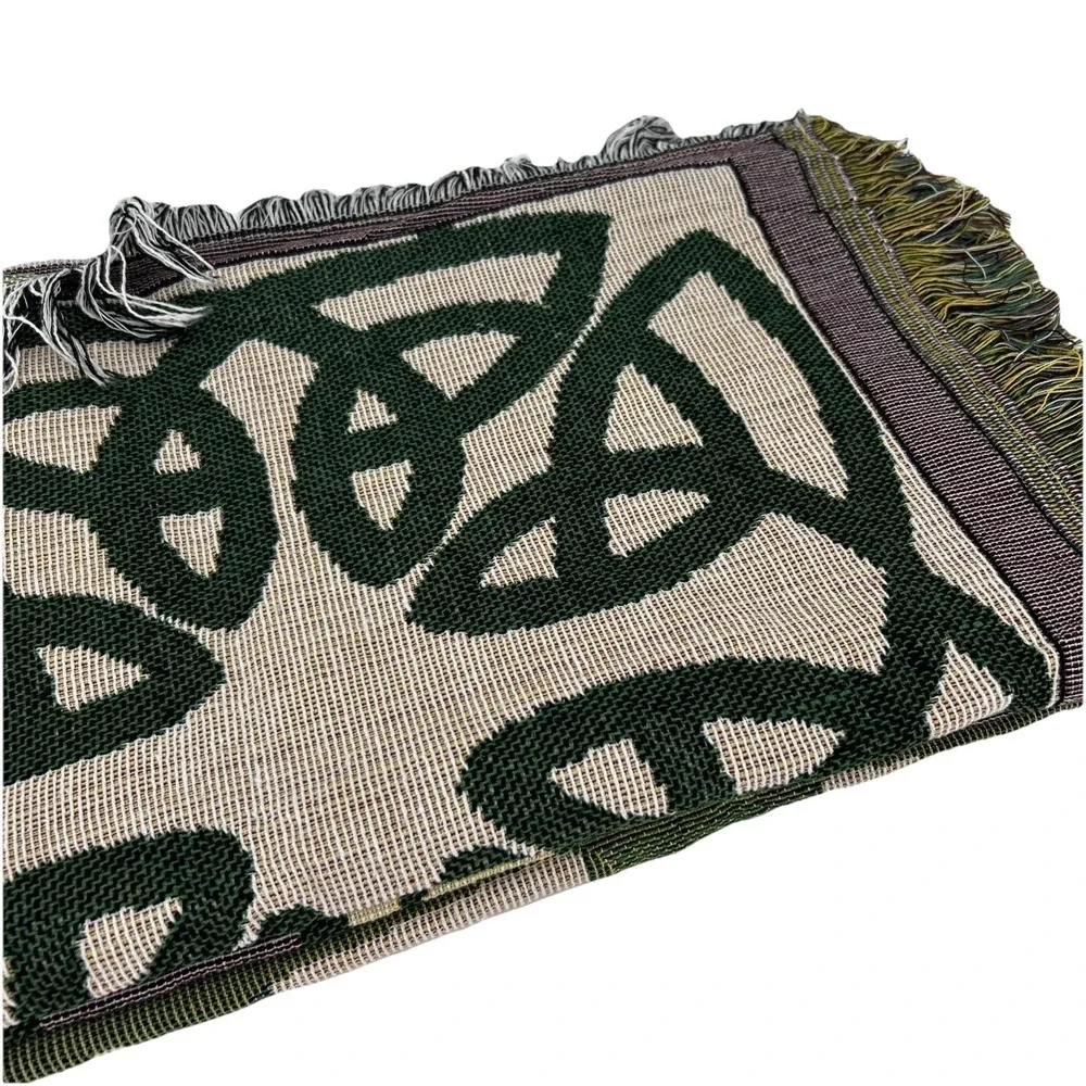 Irish Blessing Woven Tapestry Throw Blanket Celtic Knot Fringed Cotton Blend NEW